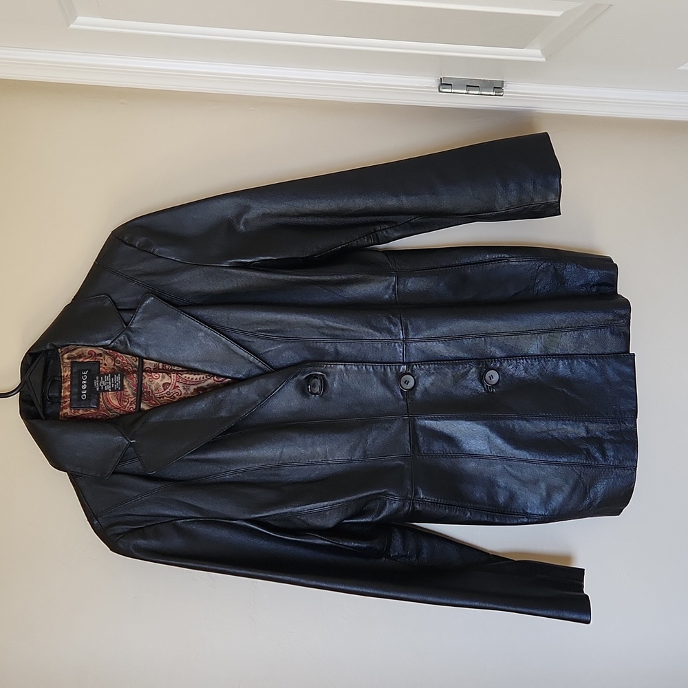 George Lady's Medium M/L Leather Black Jacket
